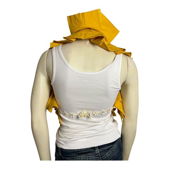 Hand Made Ruff Collar Wrap Shawl Dance Theatre Regency Yellow Daisy Diva Glam - Picture 7 of 10